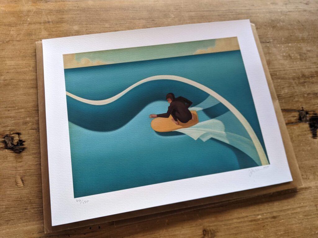 タイラーウォーレンが描く絵のポスターをゲット[サーフィン絵画]